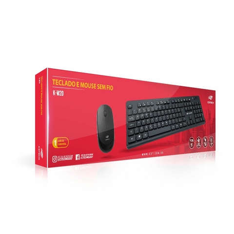 Kit Teclado + Mouse, USB, Windows XP/7/8/10, 1200 DPI, Preto - K-W20BK - C3Tech
