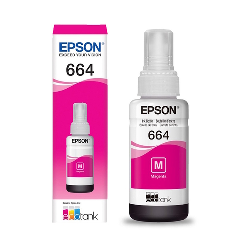 Refil Tinta Epson 664M, Magenta, 70ml, L220, L355, L375, L565, L475, L120, L495, L395, L396, Original - T664320AL
