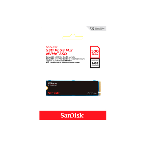 SSD 500GB SanDisk, SSD Plus M.2 NVMe, Leitura: 2400 MB/s e Gravação: 1500 MB/s - SDSSDA3N-500G-G26