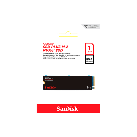 SSD 1TB SanDisk, SSD Plus M.2 NVMe, Leitura: 3200 MB/s e Gravação: 2500 MB/s - SDSSDA3N-1T00-G26