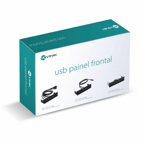 Placa USB Para Baia 5.25″ Com 4 USB 3.0 + Cabos – P4U-525, Preto - 29913 - Vinik