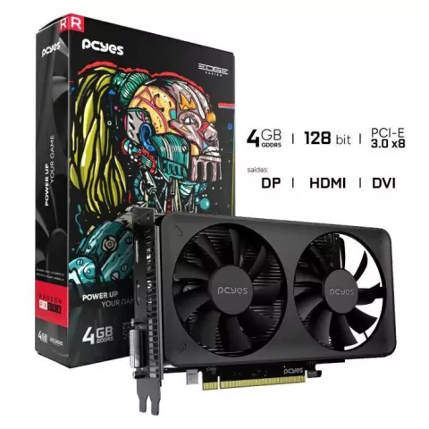 Placa de Vídeo Pcyes 4GB, 128bit, AMD Radeon RX560, GDDR5, Dual-Fan EDGE - PVEX5504GBDF
