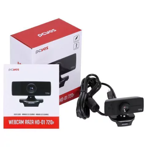 Webcam HD Raza, 720P, USB, C/Microfone Embutido, Widescreen, Preto - HD-01 - Pcyes
