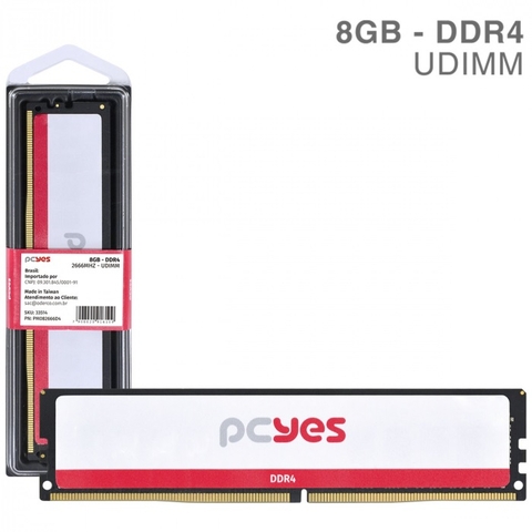 Memória Pcyes 8GB, DDR4, Udimm 2666MHZ Para Desktop - PM082666D4