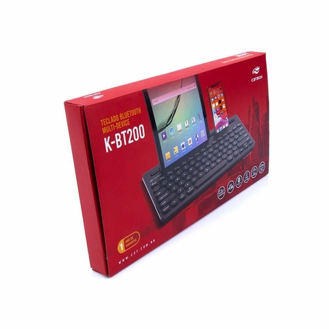Teclado Teclado Bluetooth Multi-Device, Windows, iOS, 3 V, Preto - K-BT200BK - C3Tech