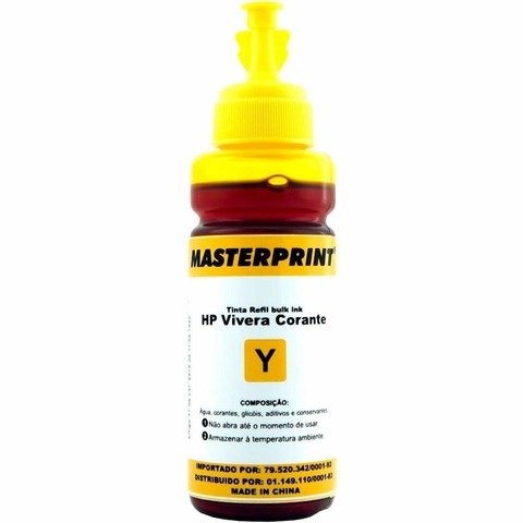 Refil Tinta Universal Compatível HP Vivera R-HP100Y, 100ML, Amarelo - Masterprint