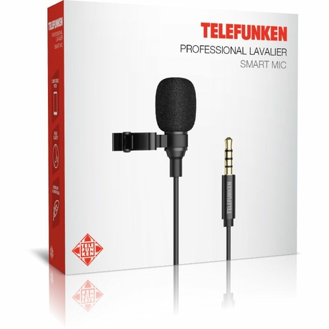 Microfone Lapela Para Smartphone, Dinâmico, Mini Plug 3.5mm, Preto - Tfsmartmic - Telefunken