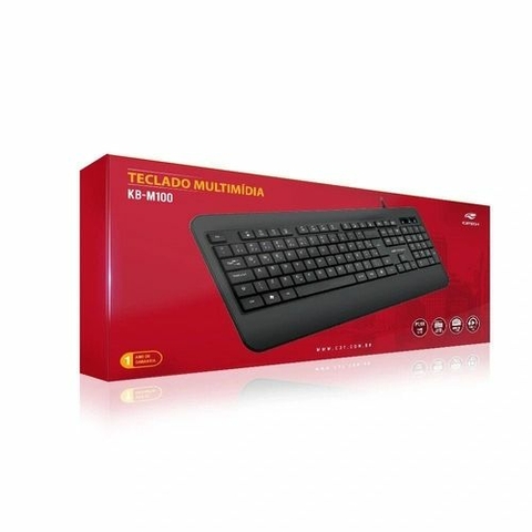 Teclado Multimidia, USB, ABNT2, Windows 7, 8, 10, 1.3m, Preto - KB-M100BK - C3tech
