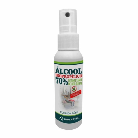 Alcool Isopropilico 70%, Desinfetante de uso Geral, 60ML, PAIP70EXP - Implastec