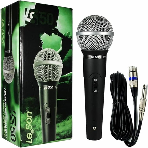 Microfone, Com Fio Profissional, Cabo De 5 Metros, 70 a 13KHz, Preto - LS50- Leson
