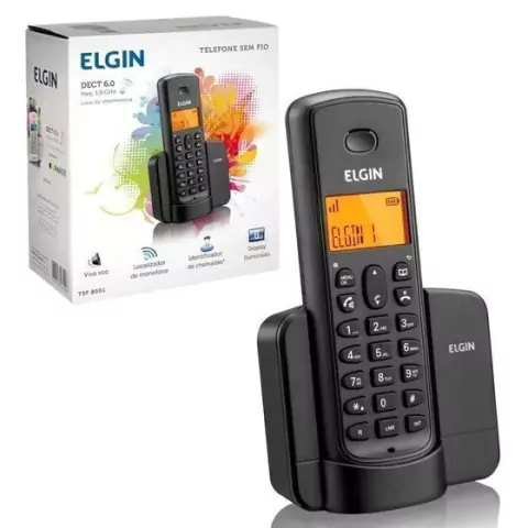 Telefone Sem fio, Dect 6.0, 1.9GHz, Viva-voz, Preto - TSF8001 - Elgin