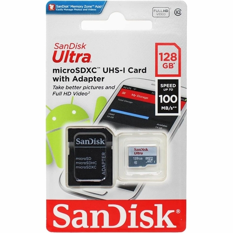 Cartão Memória 128GB, Sandisk Ultra, Microsdxc - SDSQUNR-128G-GN3MA