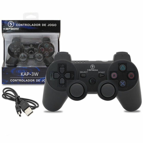 Controle Joystick PS3, USB, Sem Fio, Dualshoch, Preto - KAP-3W - kapbom