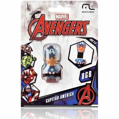 Pen Drive 8GB, Marvel Capitão América, USB 2,0, Azul e vermelho - PD080 - Multilaser