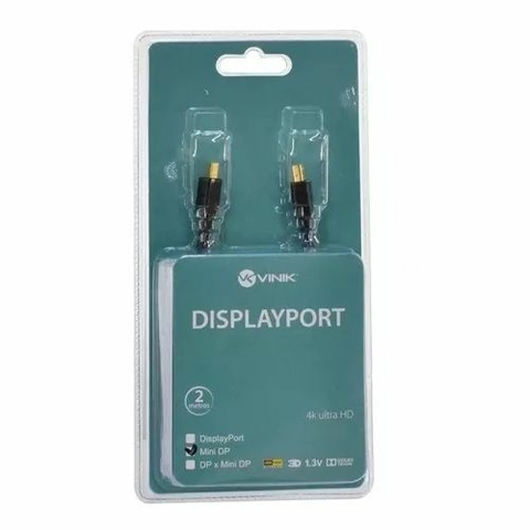 Cabo Mini Displayport, 120Hz, 4K, 3D, 1.3V, 2 M, MDP13-2, Preto - 29266 - Vinik