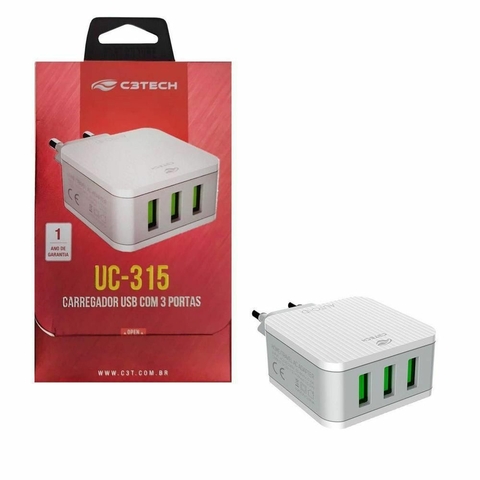 Carregador para Celular, USB, 15,5W, 50/60 Hz, Sem Cabo, Branco - UC-315WH - C3tech