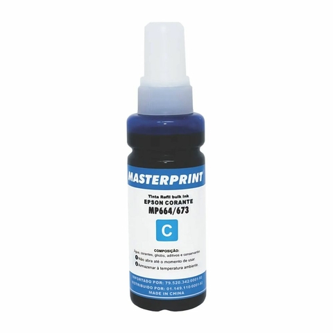 Refil Tinta Compatível Epson MP664C, 100ML, L110, L300, L6171, L475, L1300, Ciano - Masterprint