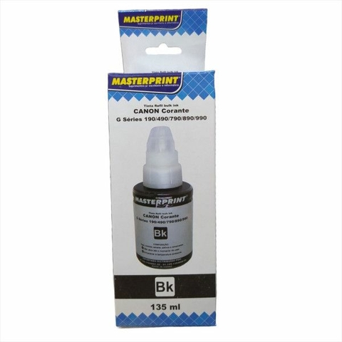 Refil Tinta Compatível Canon 190BK, 135ML, Pixma Maxx G1100, G3100, G4100, Preta - Masterprint