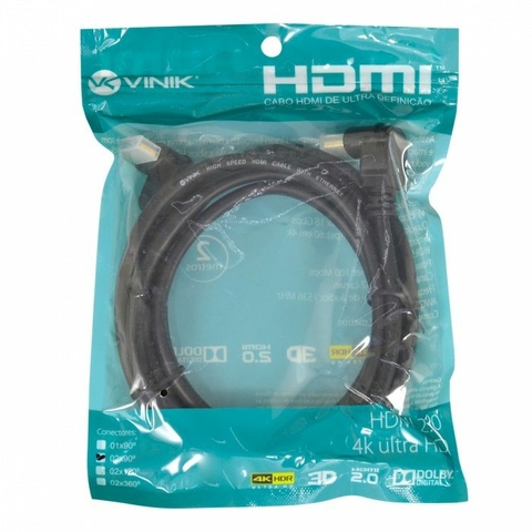 Cabo HDMI M X HDMI M, 18 Gbps, 28 AWG, 2M, PVC, Preto - H2090-2 - Vinik
