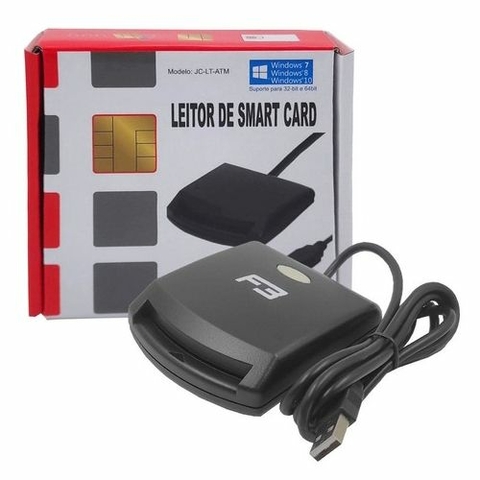 Leitor Certificado Digital Smart Card, CNPJ e CPF USB, Preto - JC-LT-ATM - F3