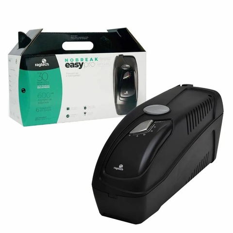 Nobreak Senoidal Easy Pro USB-TI, 600VA, Entrada Bivolt, Saída 115V, 6 Tomadas, Preto - 20NEP4160 - Ragtech
