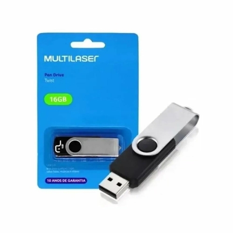 Pen Drive 16GB, Twist , USB 2.0, Preto e Prata - PD588 - Multilaser