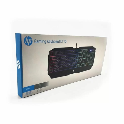 Teclado Gamer K110, USB, ABNT2, Led RGB, Windows 7, 8.1. 10, 1,8m, Preto - 9XW73AA#AC4 - HP