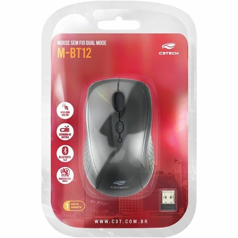 Mouse Opt Wireless, USB, RC Nano, 2.4GHz, 1600DPI, Preto, Sem Fio - M-W012BK - C3Tech