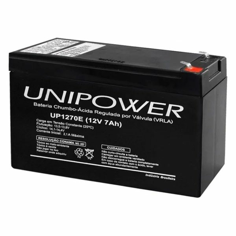 Bateria Unipower 12V, 7,0AH, F187, Preto - UP1270E