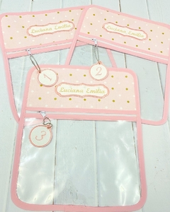 Imagen de Bolsita Transparente Rosa puntos dorados