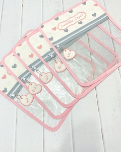 Bolsita Transparente Corazones Rosa Gris - MaJo Home Baby