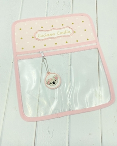 Bolsita Transparente Rosa puntos dorados