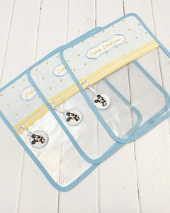 Bolsita Transparente Celeste puntos dorados - comprar online
