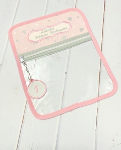 Bolsita Transparente Rosa Corazones Plata - MaJo Home Baby