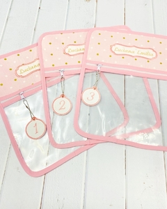 Bolsita Transparente Rosa puntos dorados - comprar online