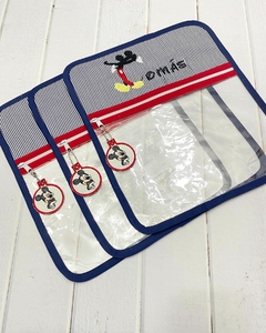 Bolsita Transparente Temática Mickey Nombre Azul
