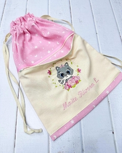 bolsitas de tela bicolor mapachita estrellas y lunas rosa - comprar online