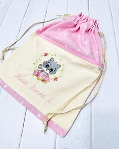 bolsitas de tela bicolor mapachita estrellas y lunas rosa - MaJo Home Baby