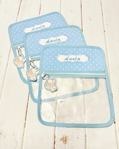 Bolsita Transparente Celeste puntos blancos
