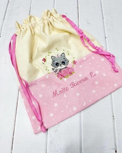 bolsitas de tela bicolor mapachita estrellas y lunas rosa - comprar online