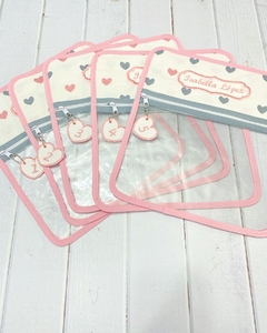 Bolsita Transparente Corazones Rosa Gris en internet