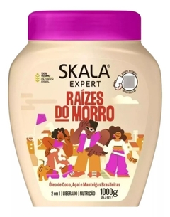 Skala Crema De Peinar 2 En 1 Raizes Do Morro, con Aceite de coco, Desenreda, Hidrata y define tus rulos. Para cabellos ondulados x 1 kg