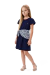 VESTIDO JUVENIL FEM MG C/BABADO EM MEIA MALHA QUADRICULADA E LENÇO EM MALHA MODAL SUBLIMADA TILEESUL