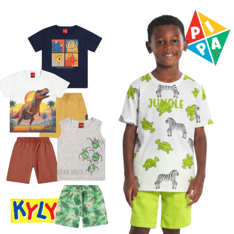 COMBO 2 Conjuntos Infantil Menino Pipa Verão