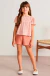 CONJ INFANTIL FEM BLUSINHA MG CURTA C/BABADO APLIQUE RENDA E SHORT EM MOLETOM LINHO LISO COLORITTÁ