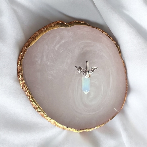 Colgante Piedra Luna Alas Corazón