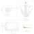 Juego Vajilla Te Cafe Porcelana 6 Personas Elegante Bandeja Blanco y Dorado - Lux Home México 