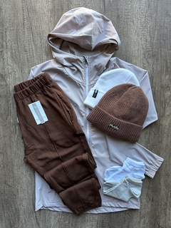 Pantalón babucha algodón balance frisado chocolate