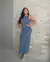 Vestido Muscle Tee Longo Cinza em Malha Ribana Canelada na internet