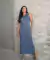 Vestido Muscle Tee Longo Cinza em Malha Ribana Canelada